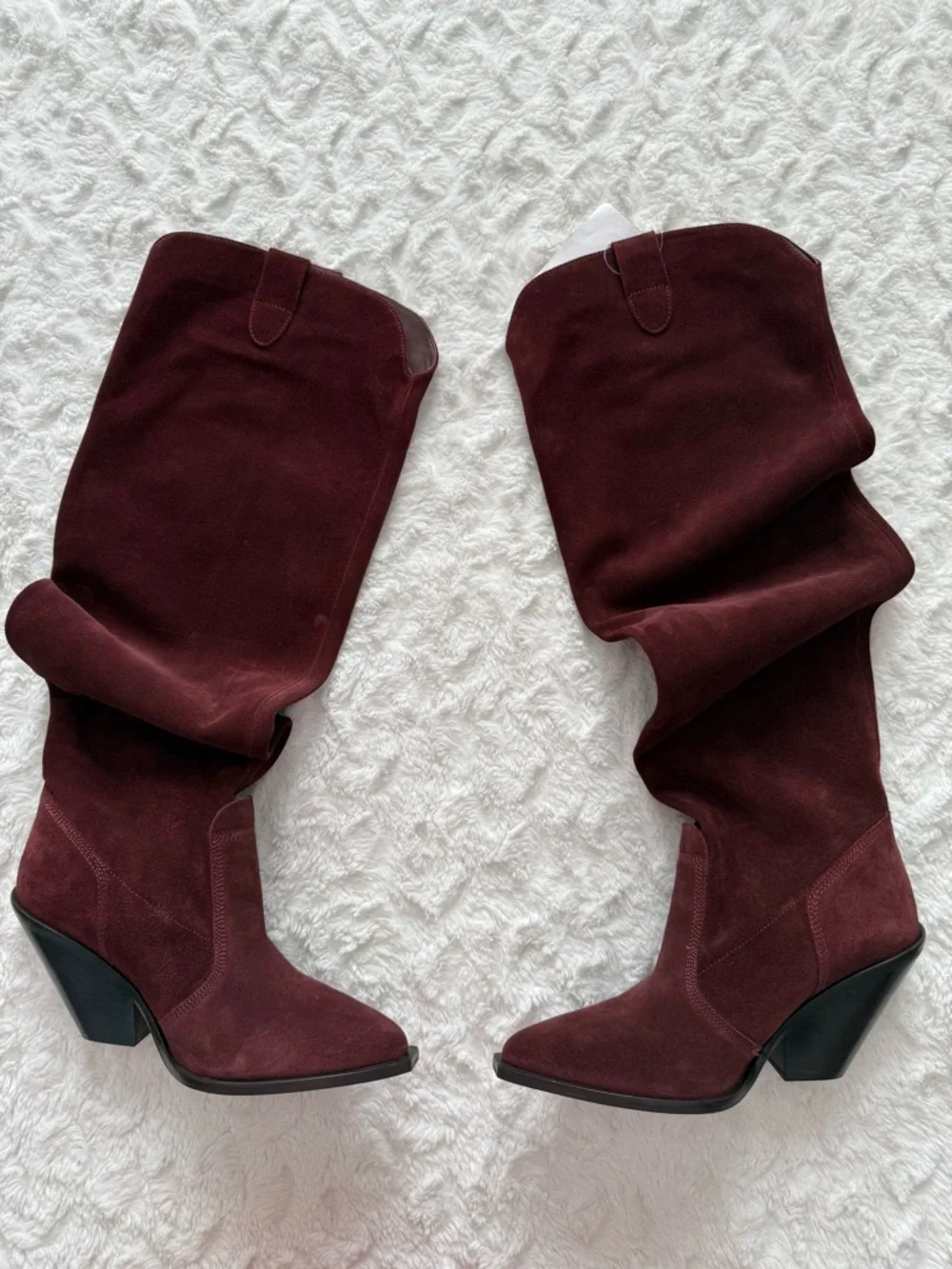 NEW Free People Triple Crown Espresso Suede Western Over The Knee Boots